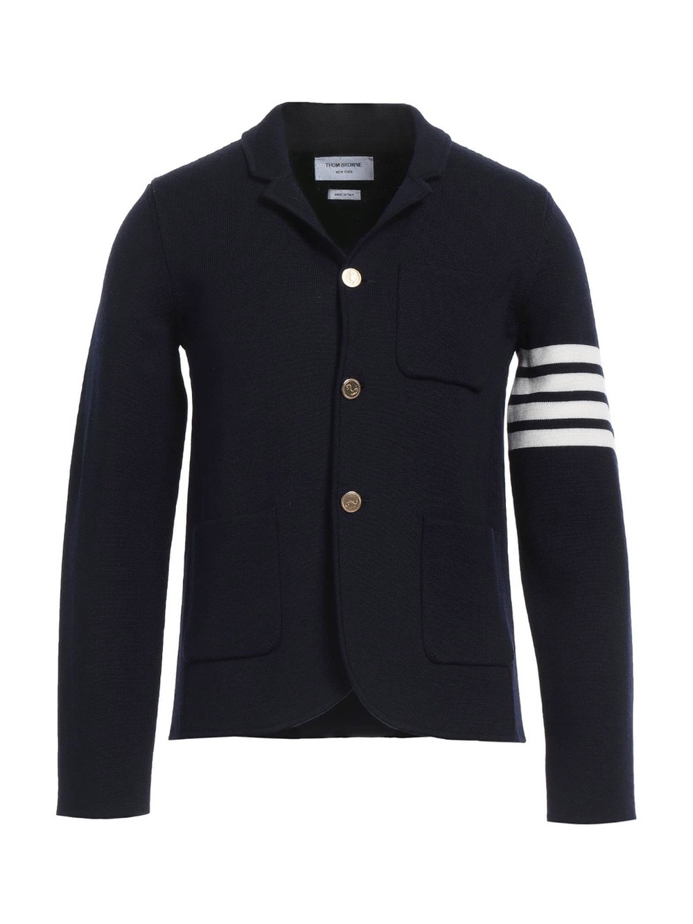 $2100 NWT Thom Browne Navy Wool Knit Jacket 4 Bar